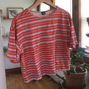 Grey and orange stripped Marimekko Uniqlo T-shirt size m